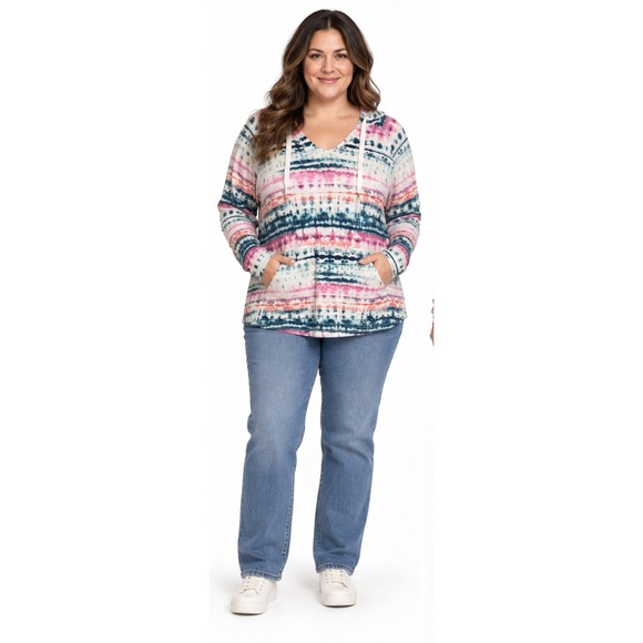 Koolaburra Tops - KOOLABURRA BY UGG Tie-Dye Hooded Pullover Kangaroo Pocket Women's 1X
